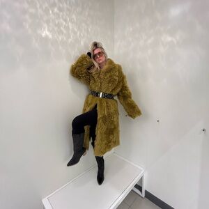 Nigel Preston & Knight Olive Green Fur Coat